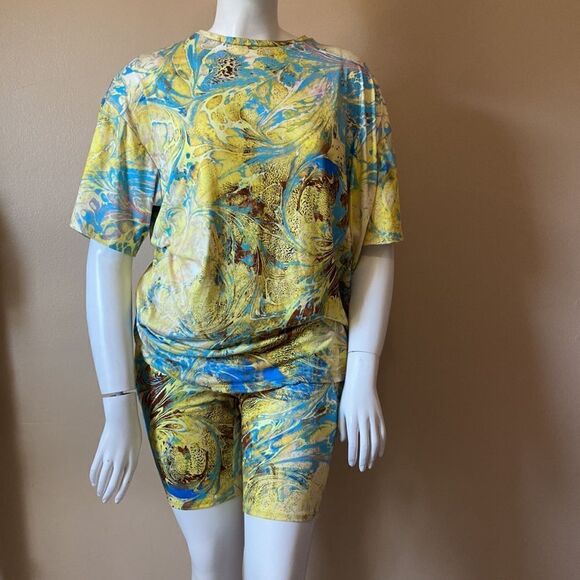 NWT Fashion Nova In a Daze Biker Short Set - Yellow - Size 1X - Picture 5 of 16